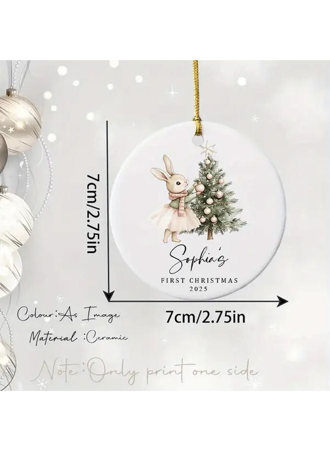 Style 4 Pink Bunny First  2025 Ornament Ceramic Tree Decoration Holiday Gift - Image 4